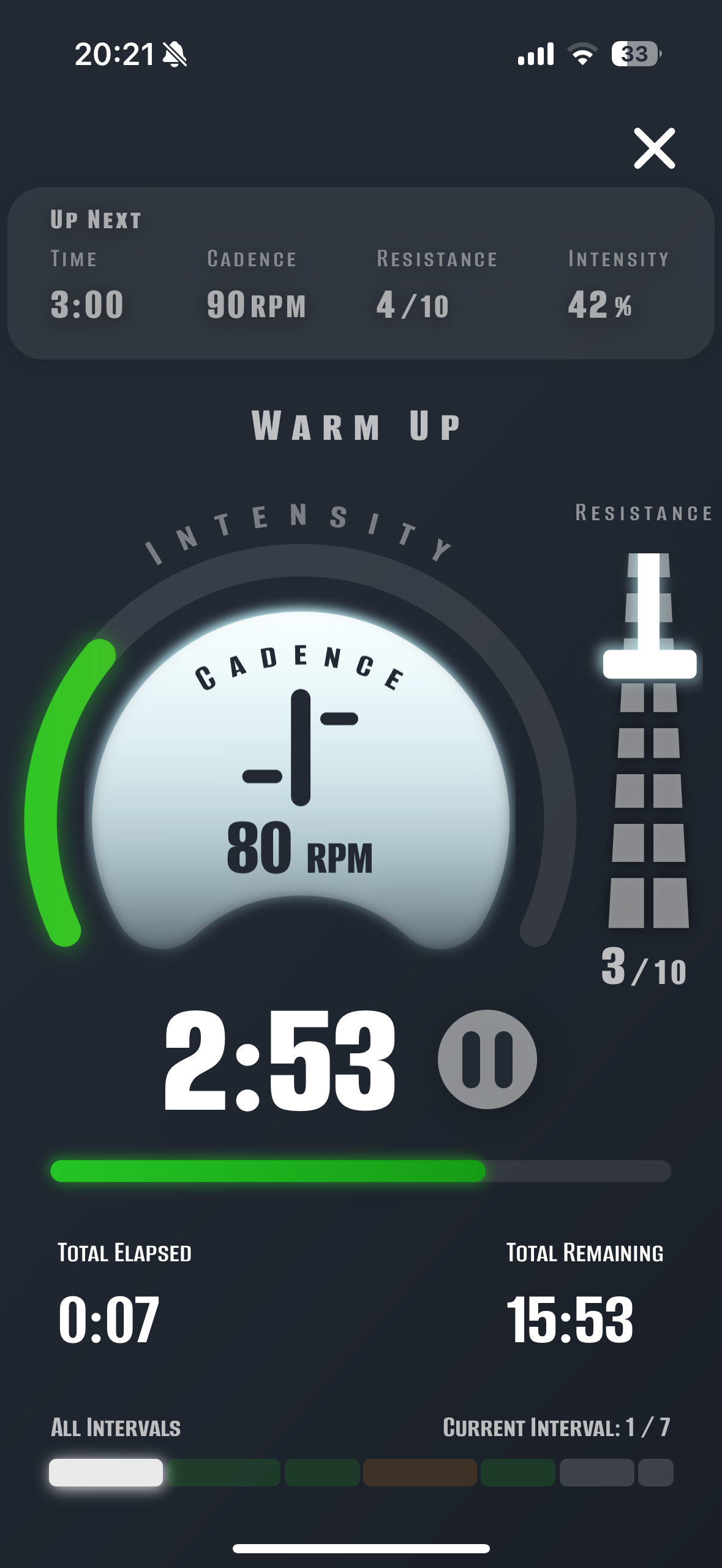 SpinPal app workout screen (placeholder)